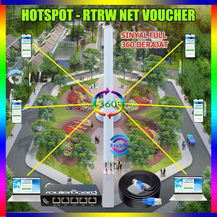 Paket Usaha Wifi Hotspot RT RW Net Voucher 3 Km 360 Derajat 30 dBm - 750r2