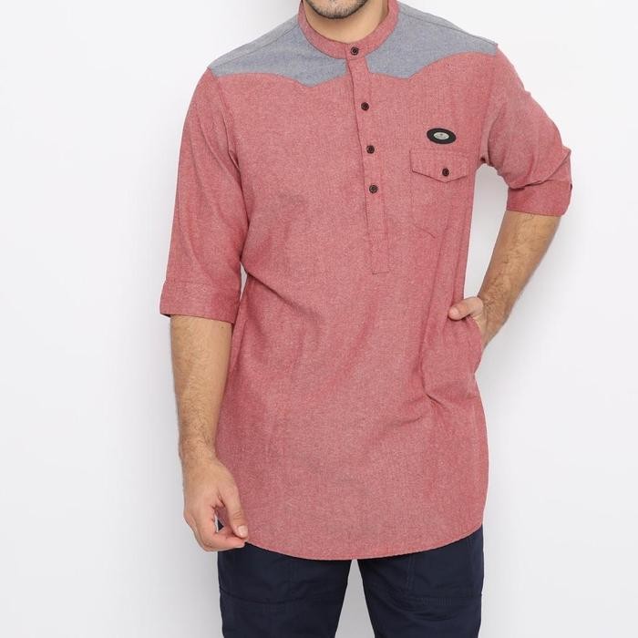 kurta pria dewasa lengan 3/4 ASSYAUQIE - baju koko dewasa - kombinasi 1, M