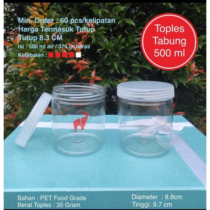HURMSHOP  Toples Tabung Silinder 600 ml ISI 60 FREE KARDUS / Toples Plastik 500ml 500 ml 600 ml 600m