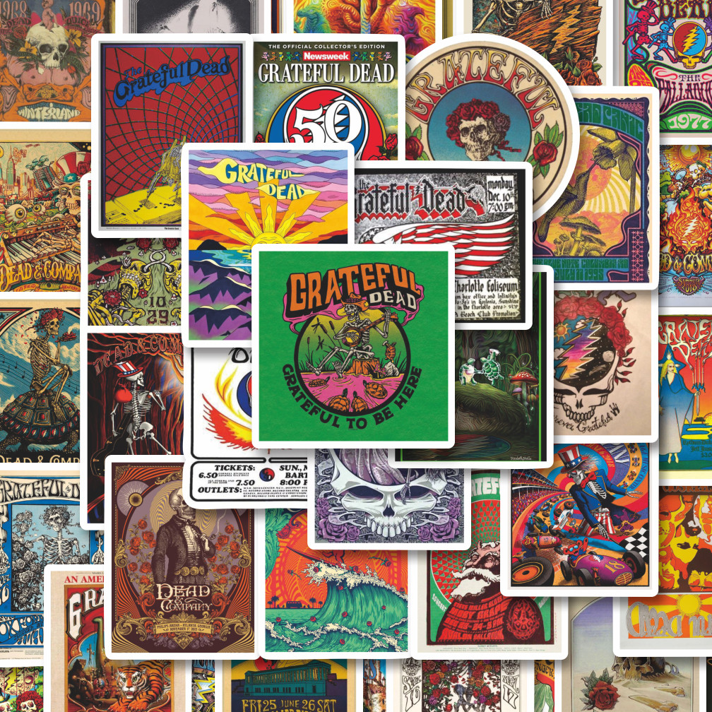 

100PCS Lucu Stiker Poster Grateful Dead Retro Stiker Aesthetic Stiker Anti Air Stikers Berperekat Waterproof sticker decal buat Motor Helm Buku Journal Koper Casing HP Laptop Botol Minum Hadiah anak