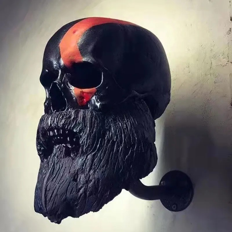 

Creative Cool Skull Motorcycle Helmet Holder Wall Mounted Adult Helmet Hanger Coat Storage Rack Bicycle Helmet Halloween Decor