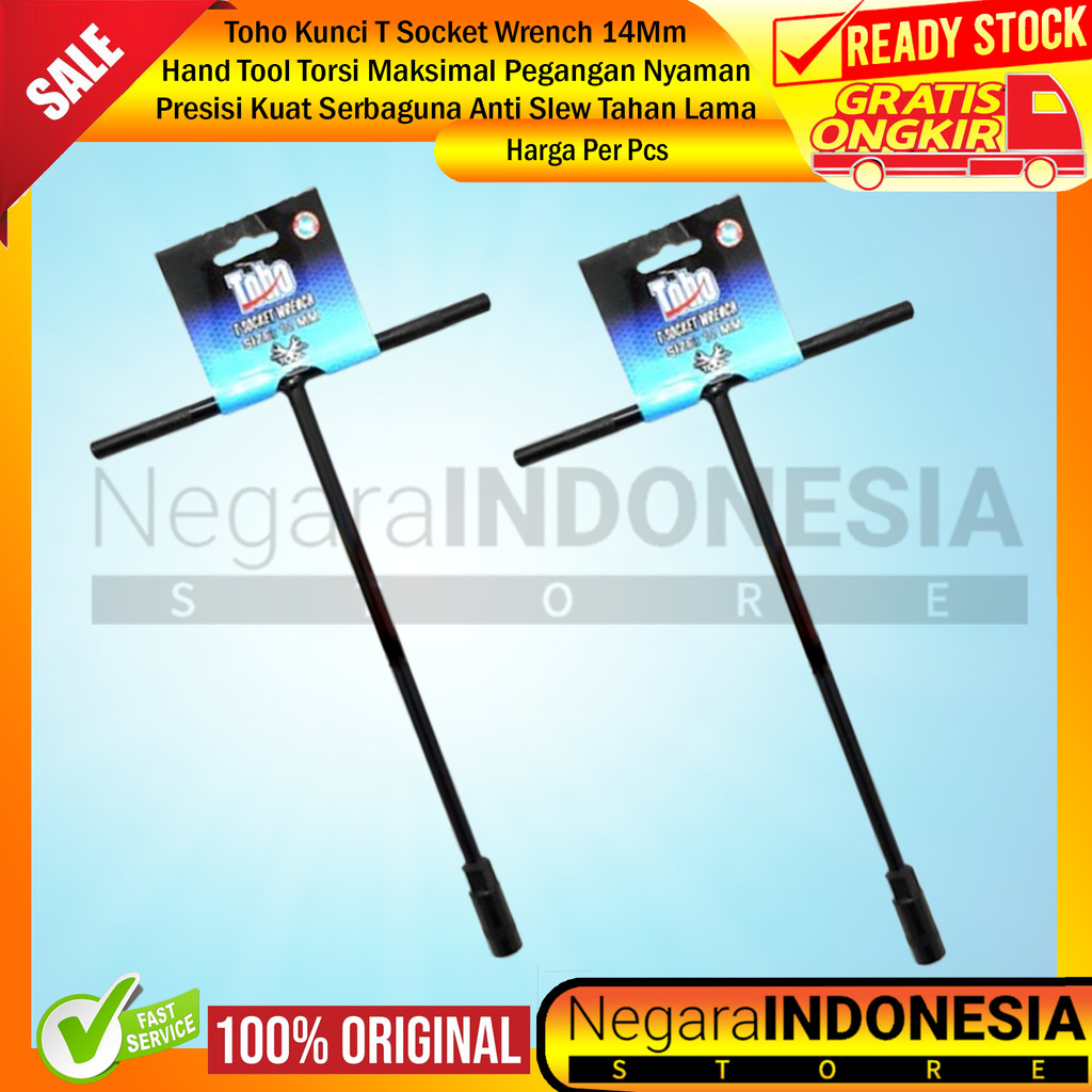 Toho Kunci T Socket Wrench 14Mm Hand Tool Torsi Maksimal Pegangan Nyaman Presisi Kuat Serbaguna Anti