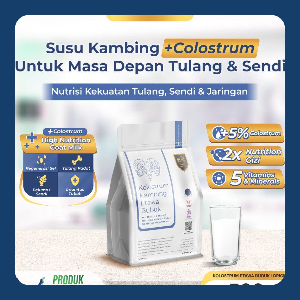 

Ternak Syams Susu Kambing Etawa Bubuk Plus Kolostrum 500gr Rasa Original Natural rendah gula mengatasi asam urat nyeri sendi osteoporosis kebas keram kesemutan pengeroposan tulang syaraf kejepit lansia pegel linu diabetes hipertensi herbal alami termurah