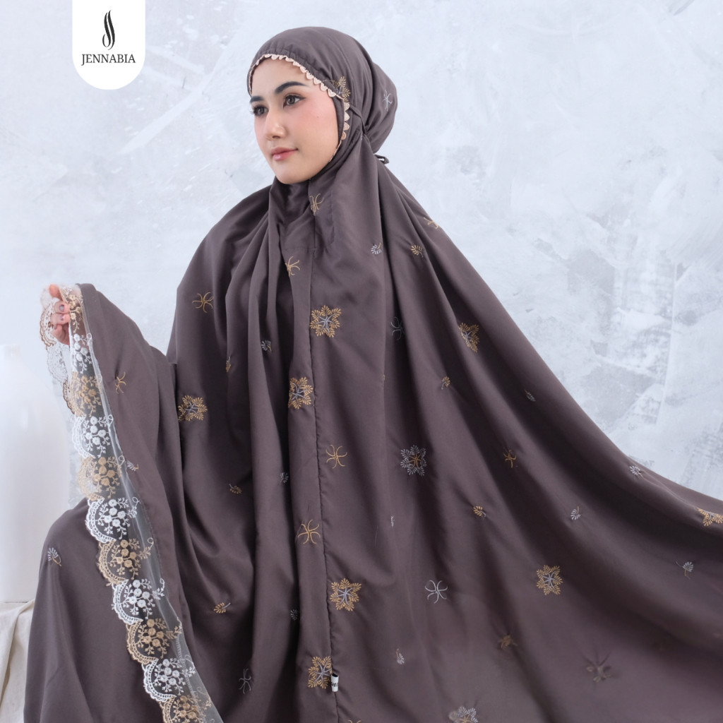 PARXETSHOP  JENNABIA - Mukena Bordir Premium Bunga Amaryllis Renda Mewah Terbaru