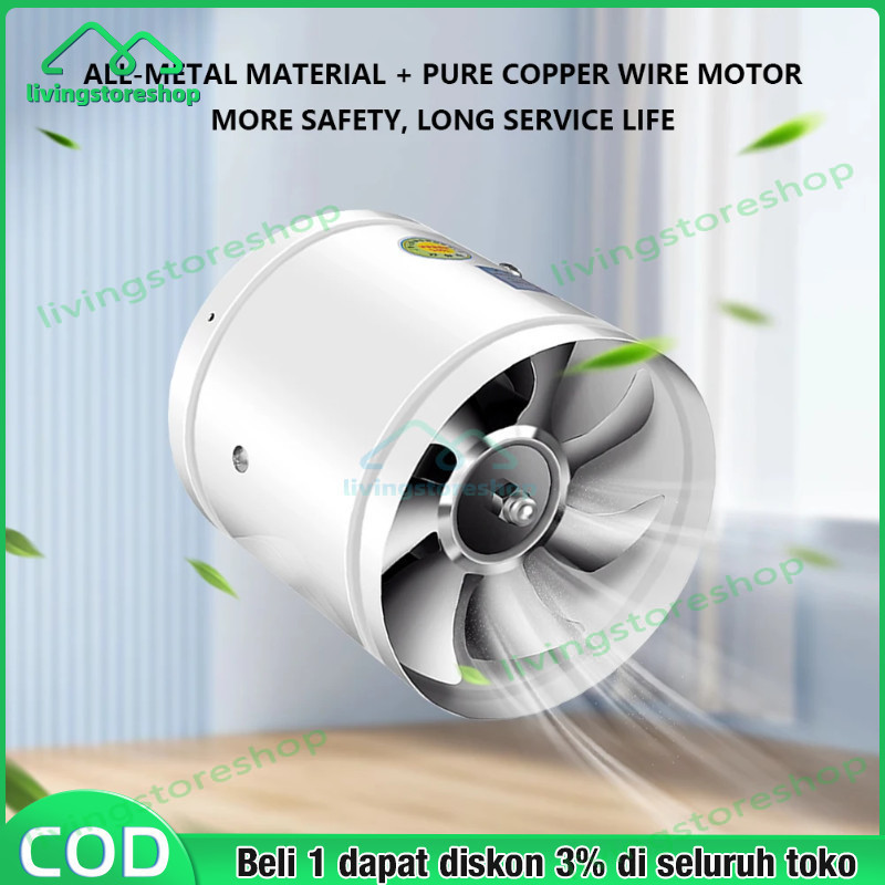 4/6 Inch Metal Inline Duct Fan Booster Exhaust Blower Air Cooling Vent Kipas Mini Saluran Kipas Dind