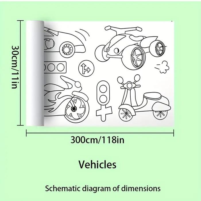 

Kertas Mewarnai Tempel Dinding Drawing Paper Roll 3 Meter - Princess - Vehicles BEST SELLER