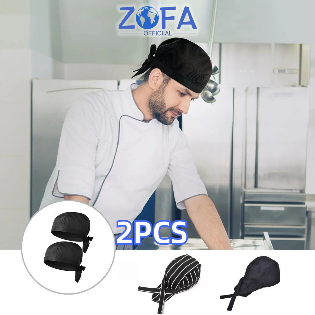 2PCS Topi Chef Pria/Topi Chef Jepang/Topi Masak Koki Perempuan/Topi Pirate Chef/Topi Chef Ikat
