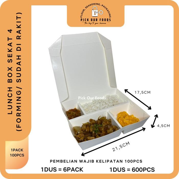 Paper Lunch Box Sekat 4 | Lunch Box 4 sekat