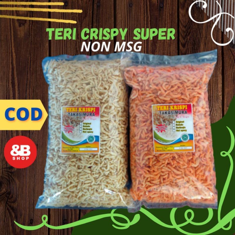 

1 Kg Lauk Kering Ikan Teri Crispy Krispi Siap Saji Original/Balado/Pedas/Barbeque/Jagung Bakar | Seafood