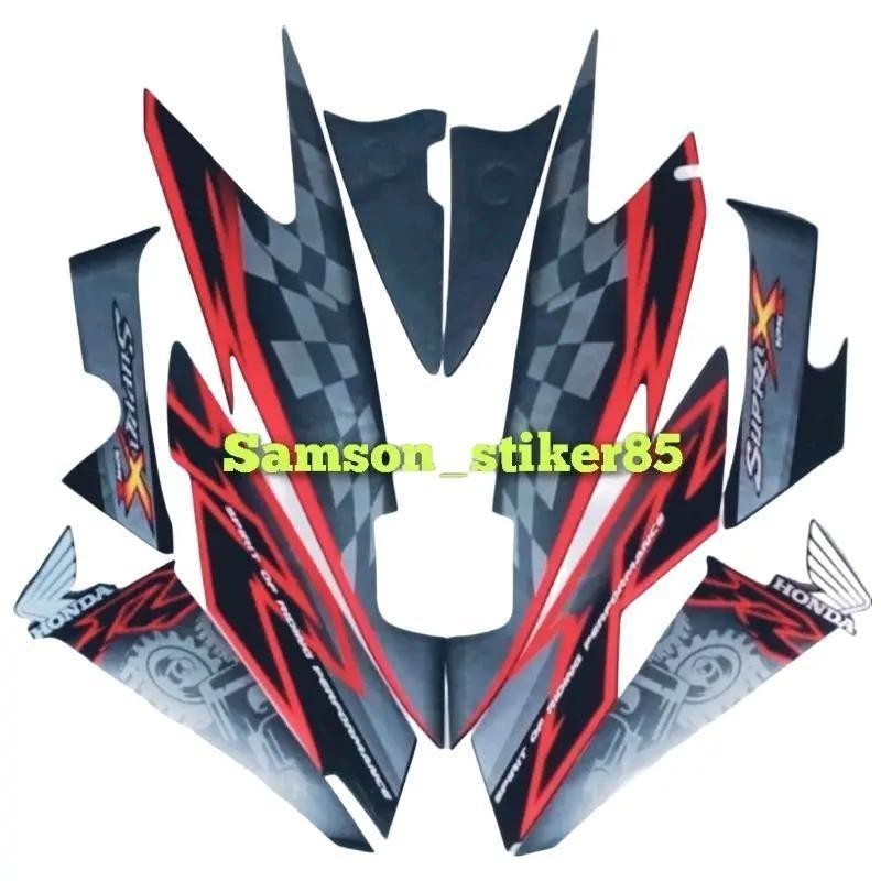 Stiker Striping Motor Honda Supra X 125 R 2008 Hitam Full Body Motorcycle