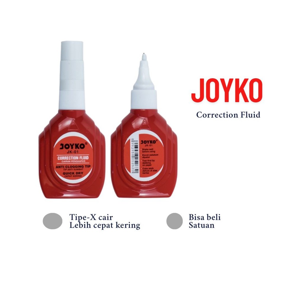 

Tip-X Cair Correction Fluid Joyko Jk-01 Ujung Besi Tipe x tip – Satuan