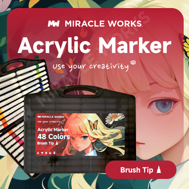 

MW Tempat pena segitiga Set Spidol Akrilik Ujung Kuas 12/24/36/48/60 Warna Acrylic Marker