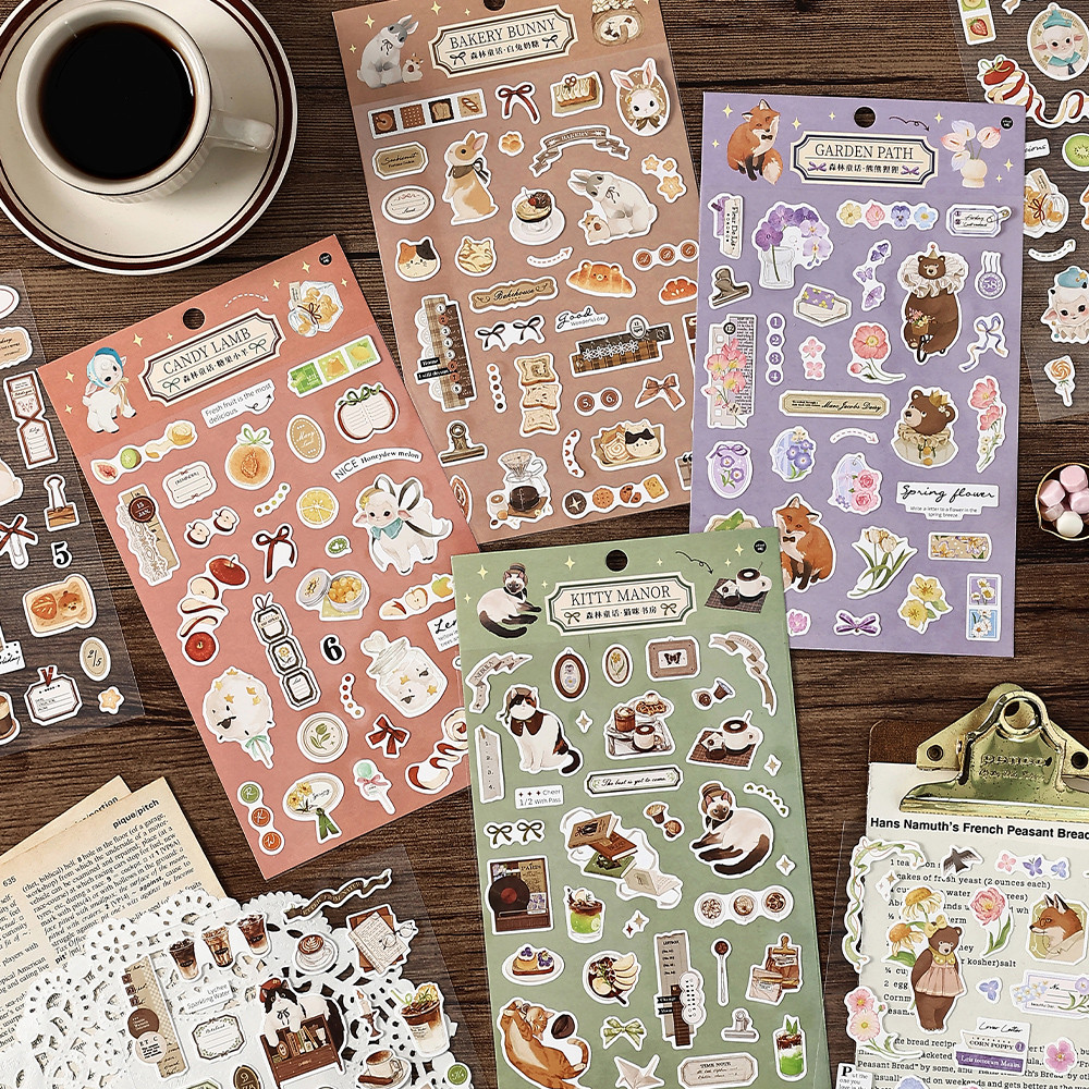 

4style 2sheets Kawaii decorative stickers DIY Scrapbook Sticker hand made Decorative junk journal supplies