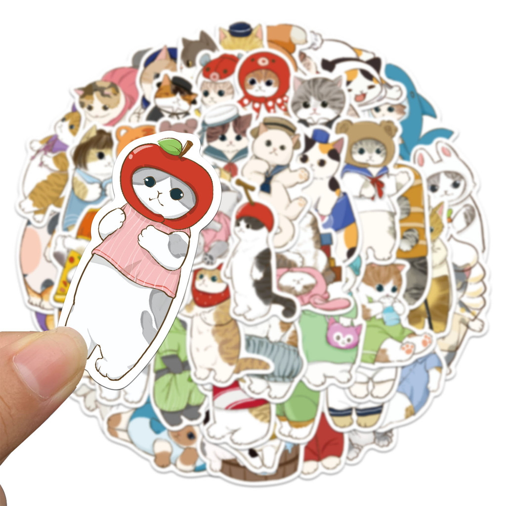 

50PCS Cute Cat Stickers Exquisite Handbooks Material Phone Cases Laptop Suitcases Water Cups Waterproof Stickers
