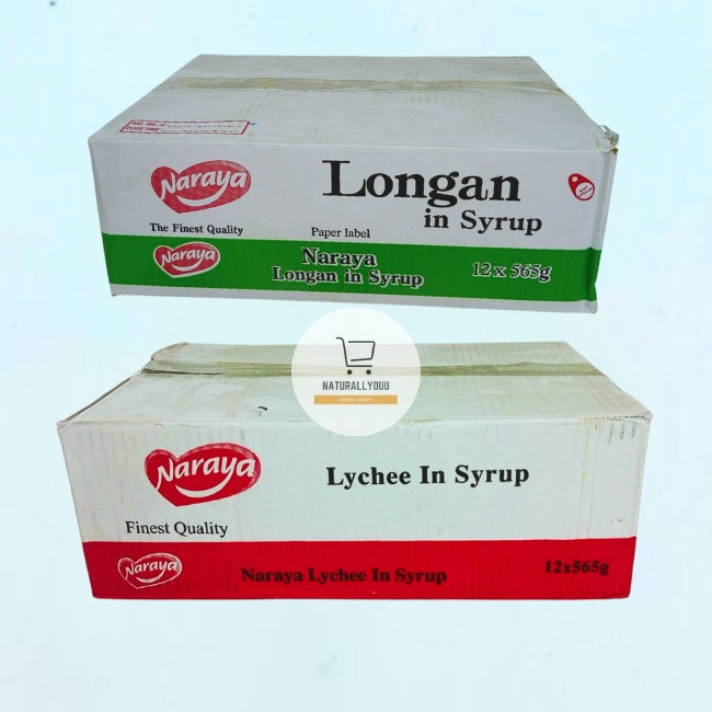 

[KHUSUS KARGO] 1 Karton/12 kaleng Naraya Longan atau Naraya Lychee Buah Kelengkeng/Leci dalam sirup