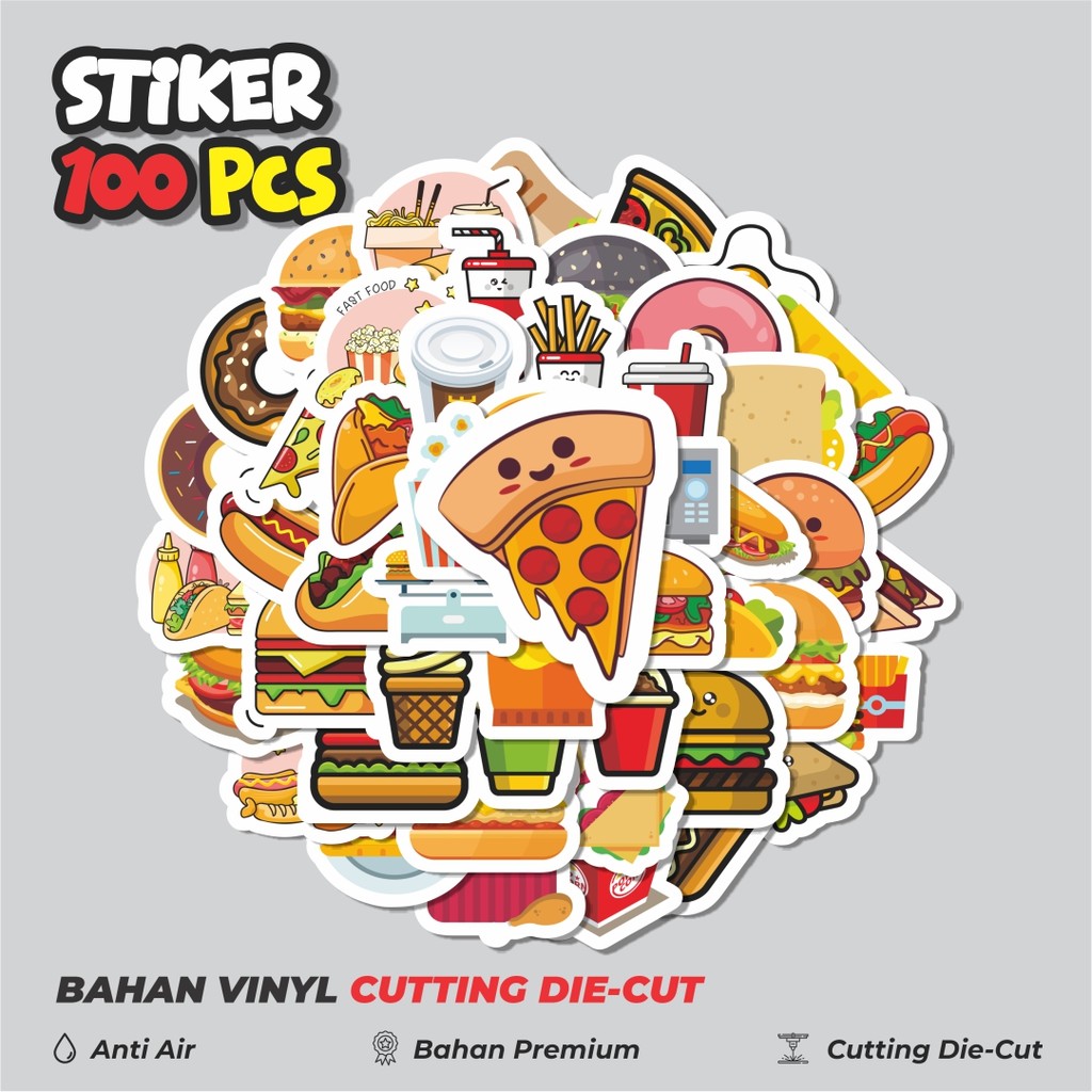 

Terbaru! 50 pcs Sticker Kartun Makanan Hamburger Sticker Dekorasi Lucu Kreatif untuk Notebook, Skateboard, HP