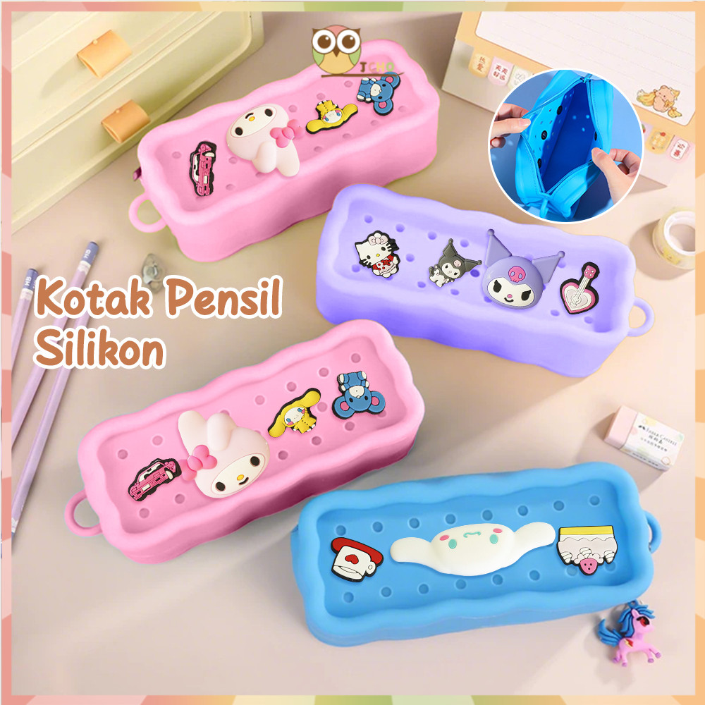

​​JCHO​​ Kotak Pensil Silikon Alat Tulis DIY Motif Lucu Tempat Pensil Anak Kartun