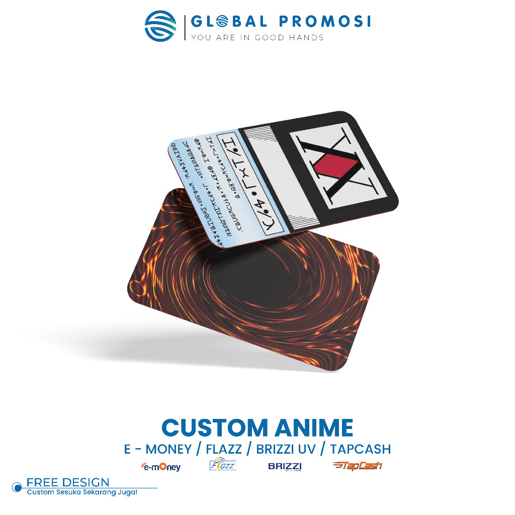 eMoney / Brizzi / E-Money / Flazz Gen 2/ eToll/ TapCash / E-Toll Mandiri Custom Anime Cetak Print UV