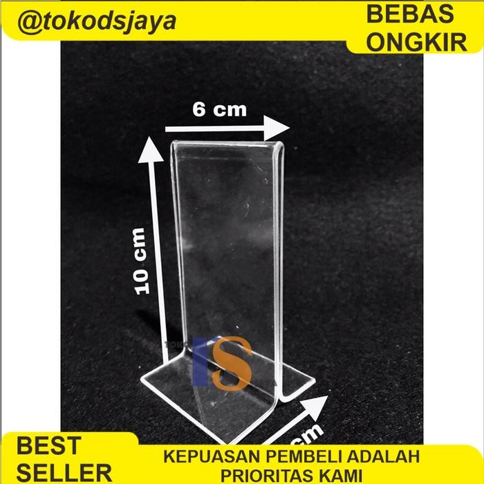 

PROMO 10 x 6 cm PT - Akrilik Tempat Barcode/Qris/Brosur/Nomor Meja Tebal 2mm Acrylic Stand - 10x6 PT