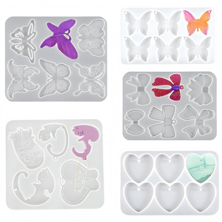 

1pc Earring Pendant Silicone Mold Epoxy Resin Jewelry Making Mold Butterflie Bow Cat Heart DIY Charm Pendant Mould Jewelry Craft