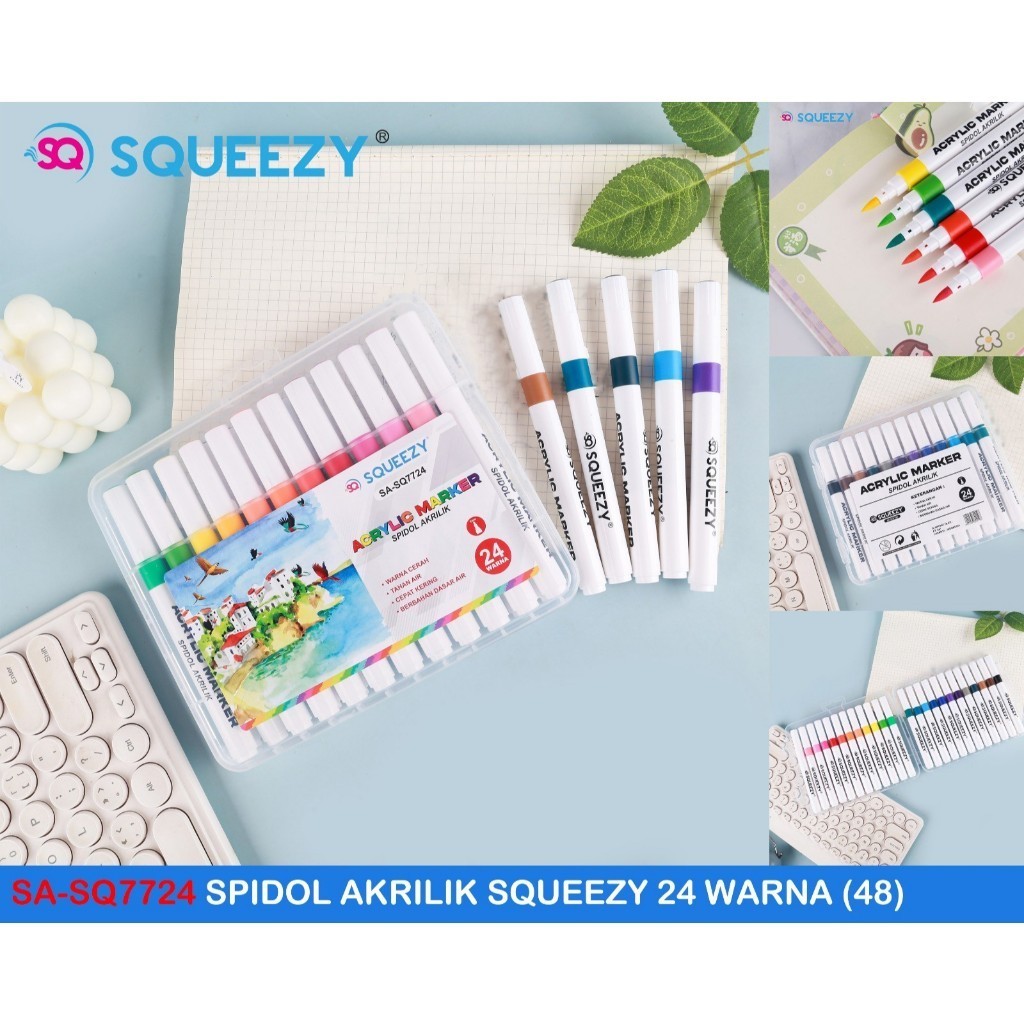 

NEW 1 Set 24 Pcs Spidol Kuas Akrilix Acrylix Brush Pen Maker 24 Warna Permanen PREMIUM