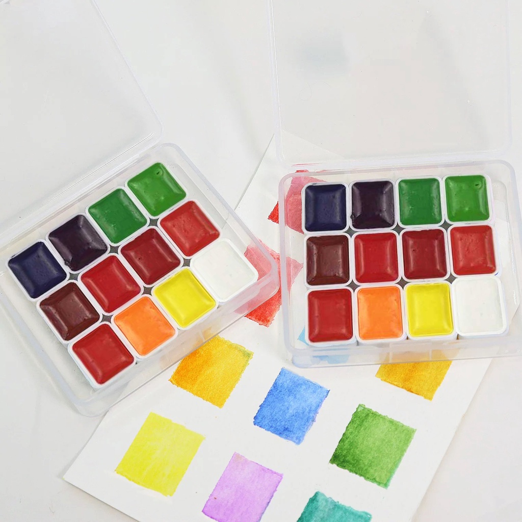 

12 Fluorescent Color Solid Watercolor Pigment Portable Neon Watercolor Pigment Hand-painted Art Pigment Fluorescent Pigment Art
