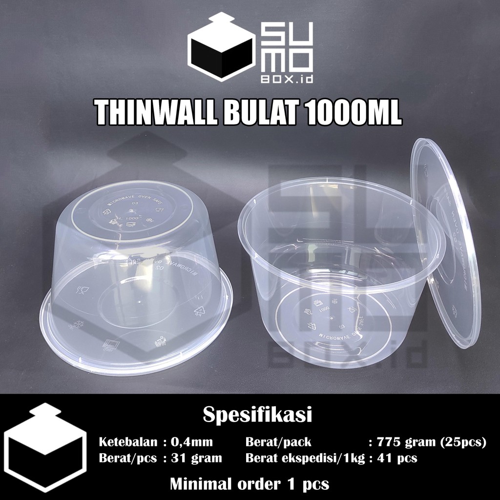 (ISI 25PCS) Thinwall Sumobox Mangkok Bulat 1000ml