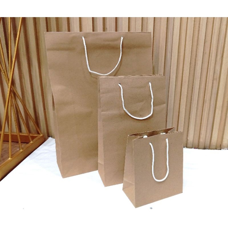 

(12PCS)PAPER BAG KADO GOODIE BAG COKLAT POLOS HANDLE JINJING/PAPER BAG KERTAS KADO SOUVENIR COKLAT POLOS