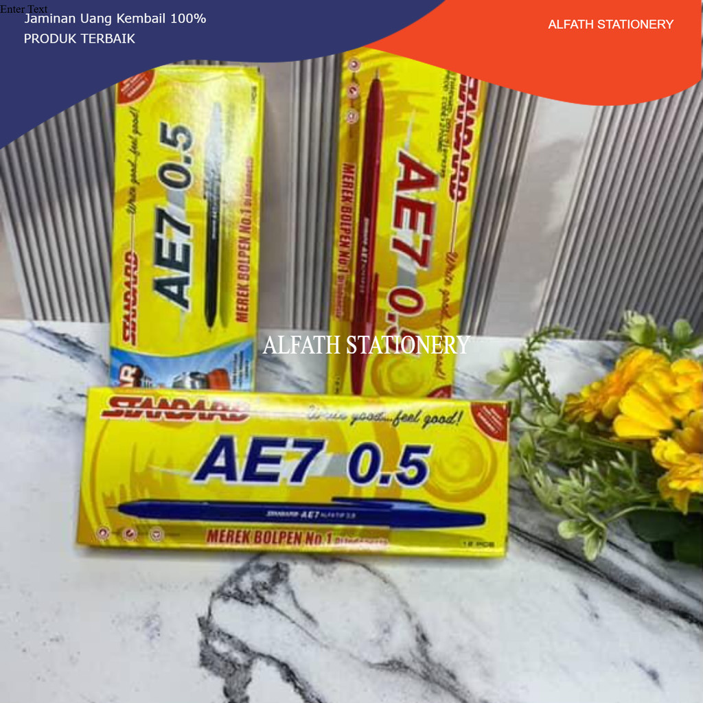 

(1pck) Pulpen Bolpen Standard AE7 Hitam Merah Biru 1Pack 12Biji