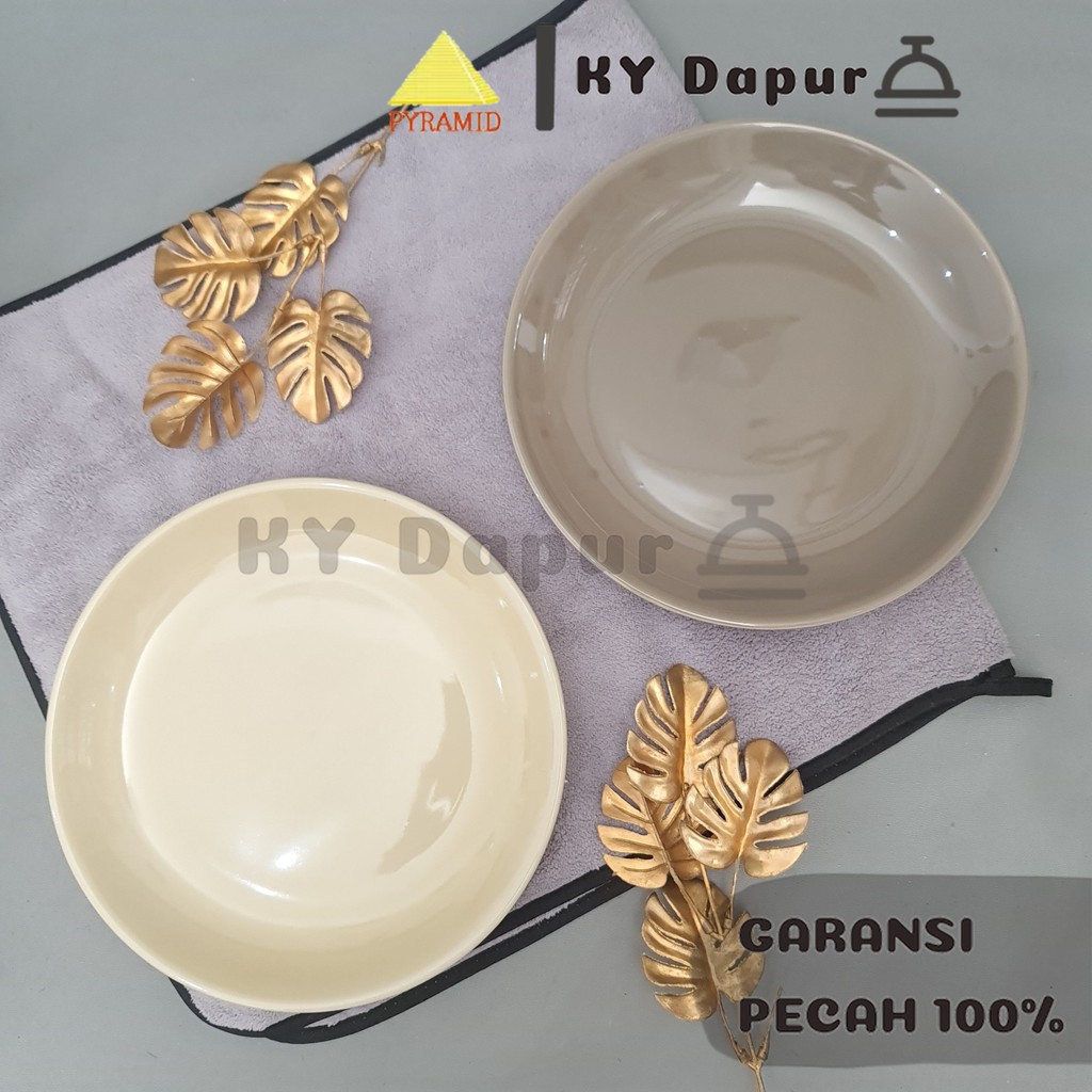 PYRAMID Piring Ceper Keramik 21 Cm PORCELAIN Series Piring Saji Unik Dessert Kue Cantik Aesthetic