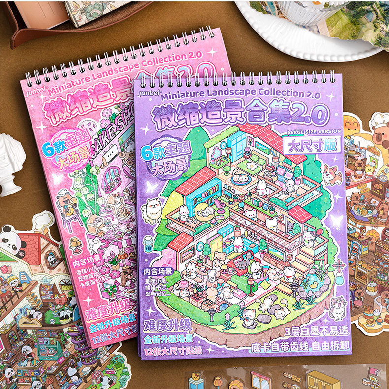 

6 Dalam 1 Mimpi Adegan Besar Buku Stiker 3D Simulasi Toko Kue Toko Buku Pemandangan Kreatif Stiker DIY Teman Buku Panduan Anak-anak Koleksi Hadiah