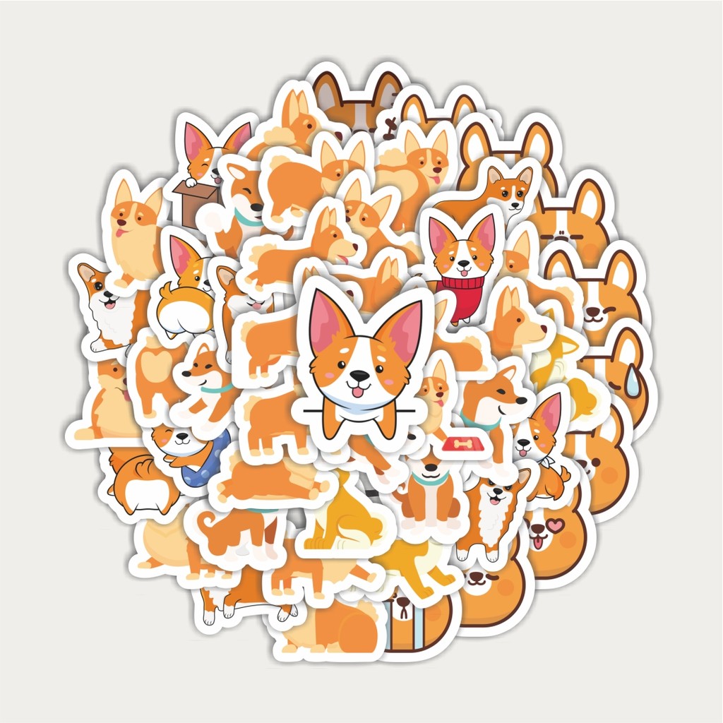 

Sticker Pack Stiker Kartun Corgi | Sticker TUMBLR | Stiker LAPTOP KOPER HELM