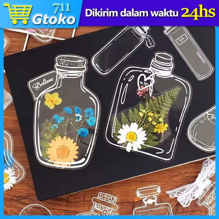 

20Pcs/Set Deco Sticker Laminasi Bunga Keyring Daun Pembatas Buku DIY Waterproof Dried Flower Bookmark Aesthetic