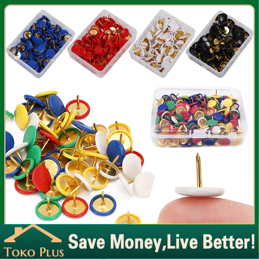 

100Pcs Thumb Tacks dengan BOX / Pines / Paku Payung Warna Warni