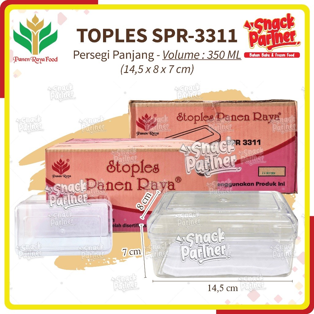 STOPLES PANEN RAYA SPR 3311 (1 DUS 12 PCS / LUSIN) - Toples Kue Kering Persegi Panjang Ukuran Volume