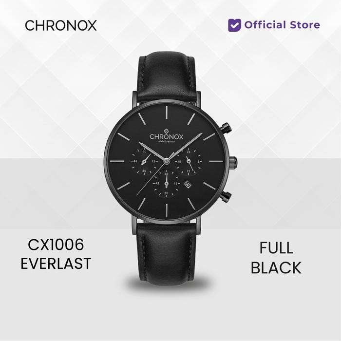 CHRONOX Jam Tangan Pria Kulit Analog - CX1006 EVERLAST - Hitam