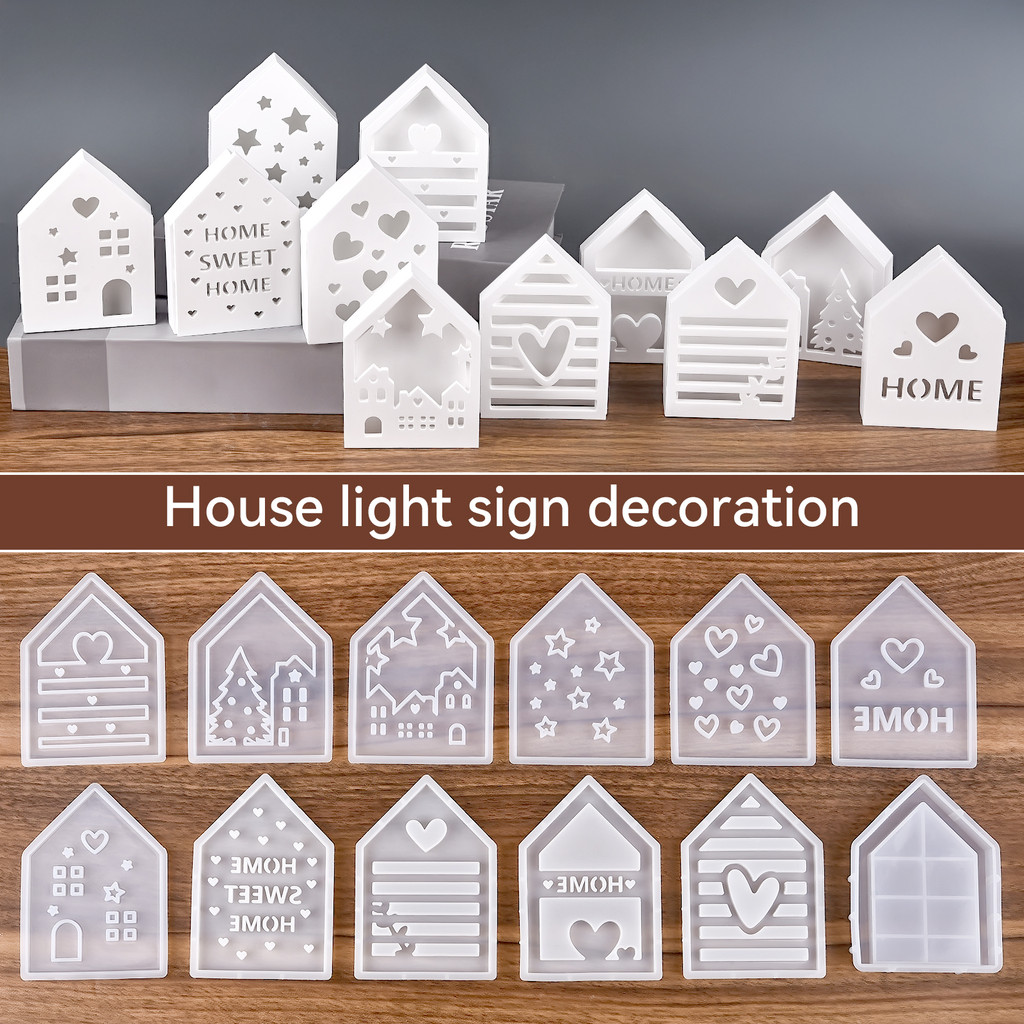 

Hollow House Silicone Mold Love Tree Star Panel Base Decoration DIY Plaster Cement Epoxy Resin Mold Home Ornament
