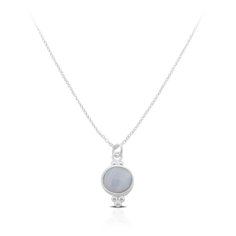 Kalung Perak Blue Agate -Blue Agate Silver Necklace