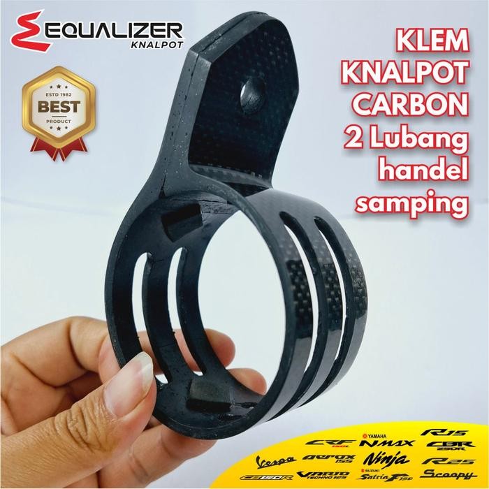 Klem Knalpot Carbon Karbon 2 Tak 2,5 Inch Gantungan Samping Pinggir Ninja R RR Gantungan Clamp Breke