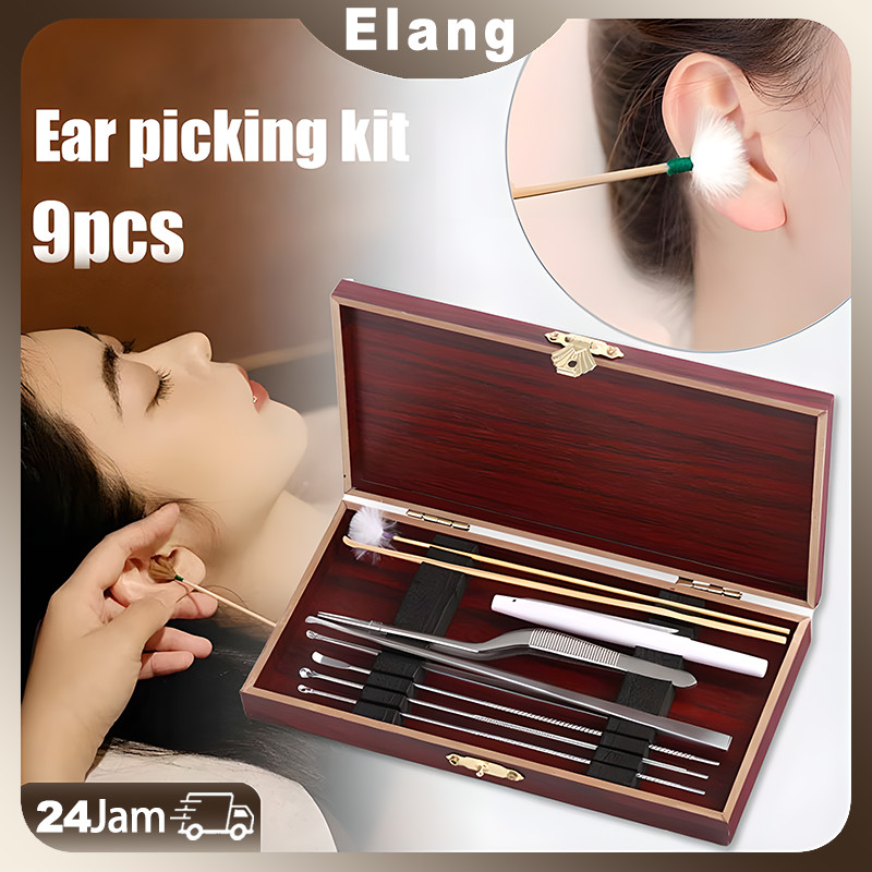 9 In 1 Alat Pembersih Kuping Pembersih Telinga Ear Wax Picker Alat Pembersih Telinga Lengkap Stainle