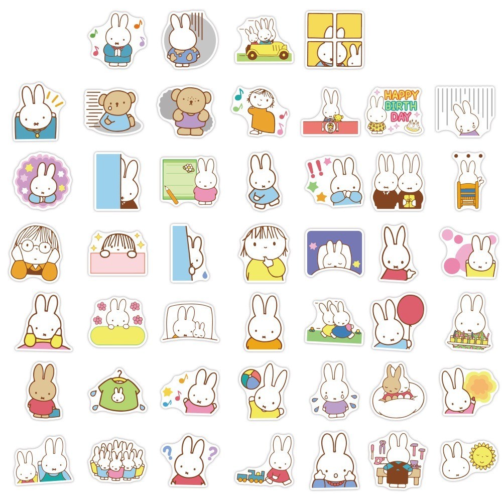

50 Pcs Sticker Miffy Vinyl Waterproof untuk Tempelan Laptop Tumbler HP Koper DIY [3]