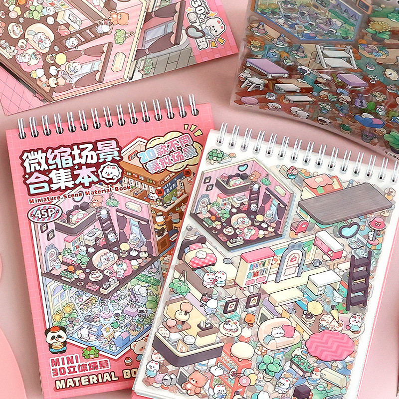 

[20 Pcs In 1] 3D Adegan Kreatif Stiker Book Seni Kerajinan DIY Rumah Pemandangan Klipbook Stiker Hadiah Anak
