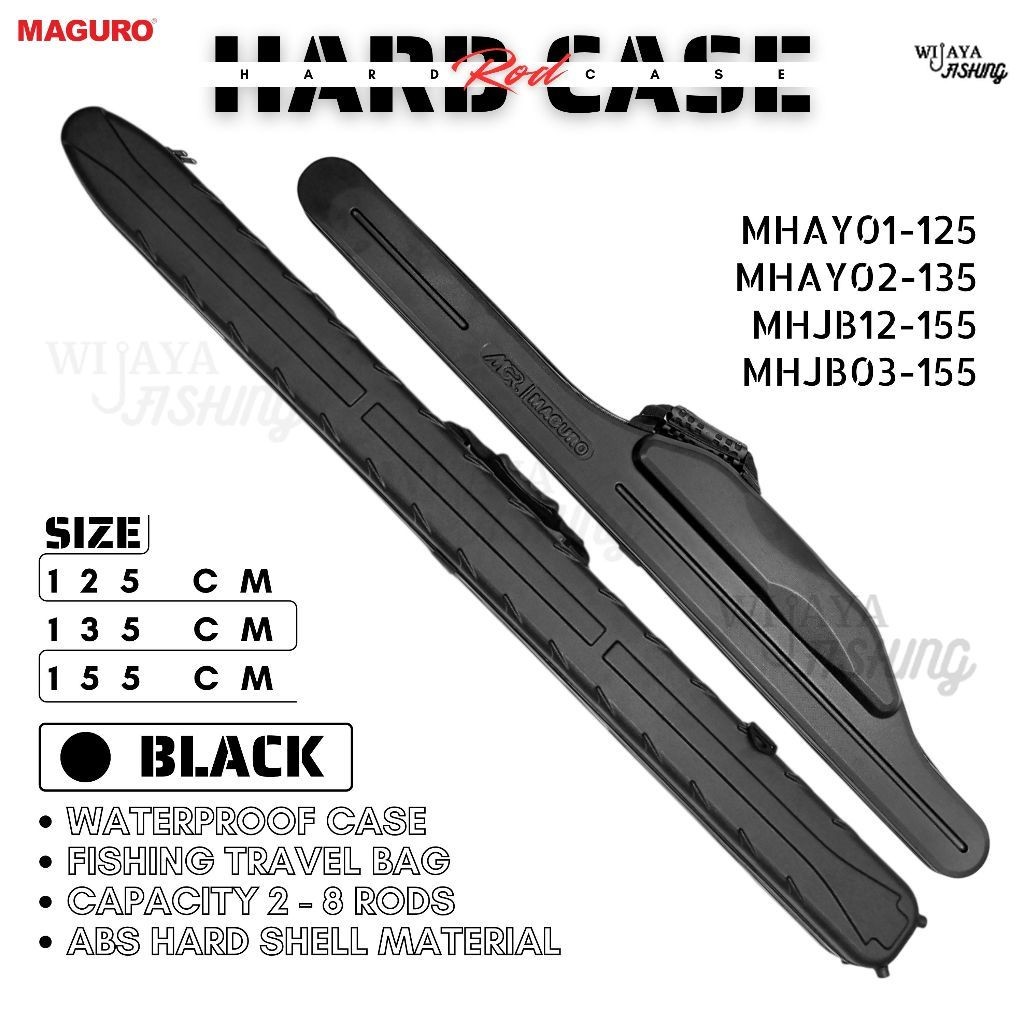 WF Tas Joran Tas Pancing Koper Travelling MAGURO Hard Rod Case 125 135 155 Black ABS Hard Shells Wij