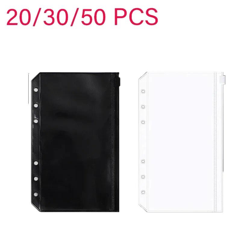 

20/30/50Pcs 6-Holes Transparent Waterproof PVC Binder Inserts Binder Envelopes Photos Collection of Banknotes A6 Binder Pockets