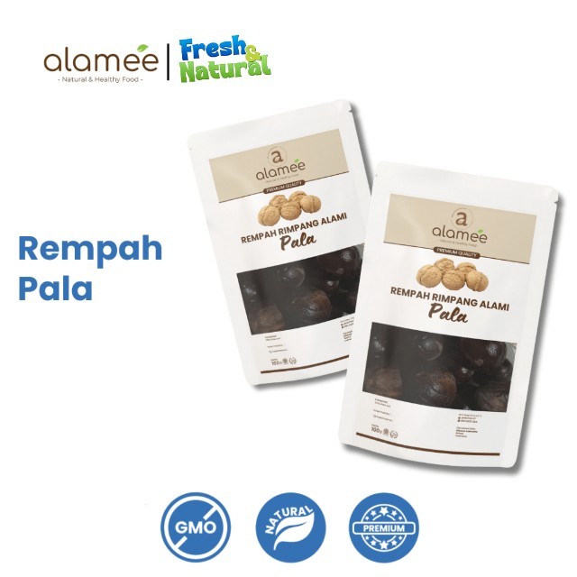 

ALAMEE Biji Pala Utuh Rempah Kering Nutmeg Whole Rimpang Organik Alami Bumbu Seasoning Masakan 100gr fresh and natural