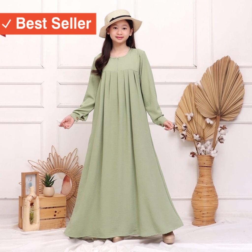 Baju Kekinian Murah Wanita Muslimah / Gamis Anak Perempuan Syari Viral Terbaru 2024 Bahan Crinkle Ai