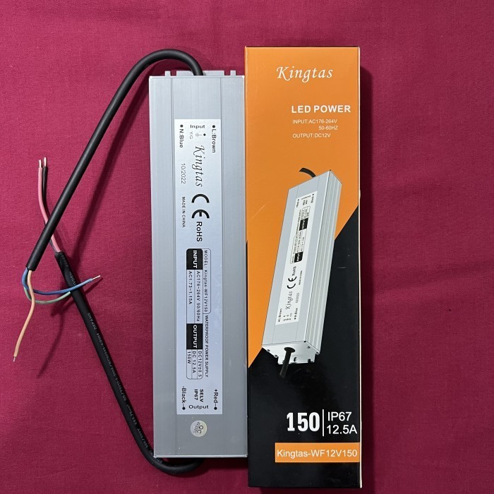 Power Supply 50W Watt 12V Volt 12,5A Trafo  150W Watt 12V Volt 12,5A IP67 KIngtas