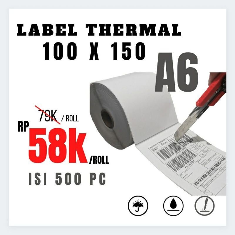 

Kertas Thermal 100x150 - Label Thermal 100x150, Kertas Packing Olshop, Thermal Paper, Thermal Label, Label Barcode, Kertas Termal, UKURAN A6
