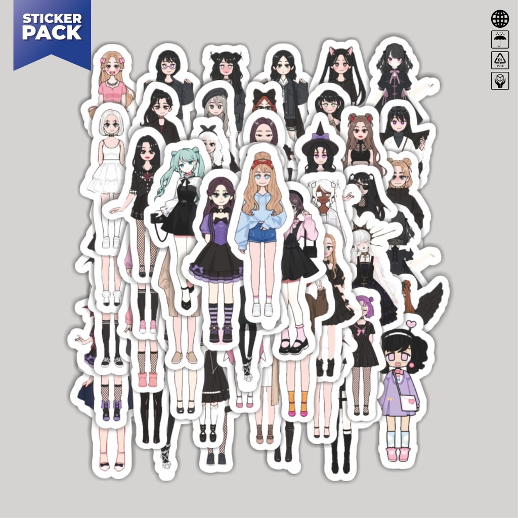 

[100PCS]Stiker Pack Stiker Gadis Misterius Berpakaian Gelap Aesthetic Vinyl Anti Air Dekorasi Sticker Laptop Buku Journal Koper Helm Casing HP Gitar Helm Skateboard