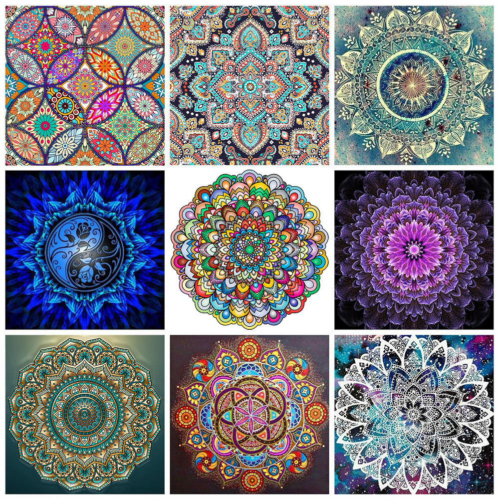 

HUACAN 5d Diy Diamond Painting Mandala Diamond Embroidery Cross Stitch Flower Pictures Of Rhinestones Mosaic Decortion